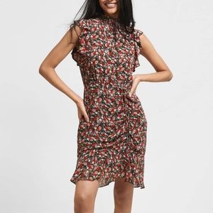 Sam Edelman High-Neck Rushed Floral Mini Dress